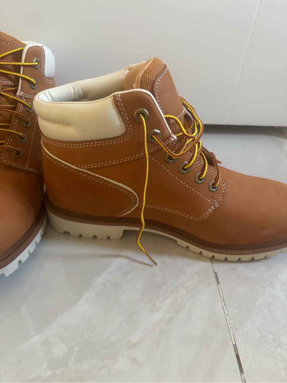Timberland Kids Tan and Yellow Lace-Up Boots